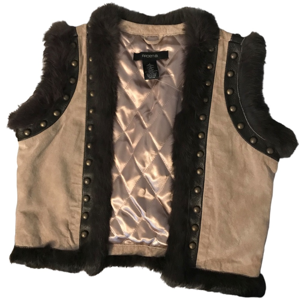 Arden B Leather and Rabbit Fur vest